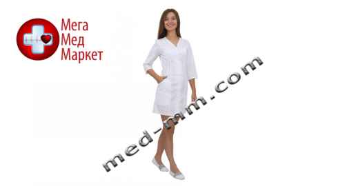 Купить Медицинский халат женский Ибица белый №64 цена, характеристики, отзывы